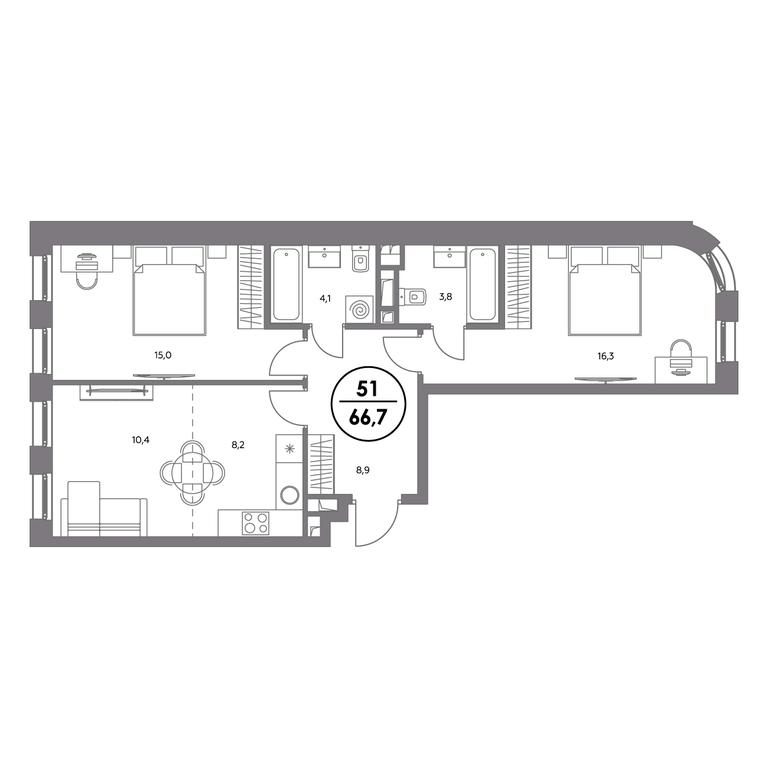 3-BD Apartment Sale, 66.7平方米 at Admiral, Shosseynaya Street, 4А, Moscow, Russia #2 3-BD Apartment Sale, 66.7平方米 at Admiral, Shosseynaya Street, 4А, Moscow, Russia #2