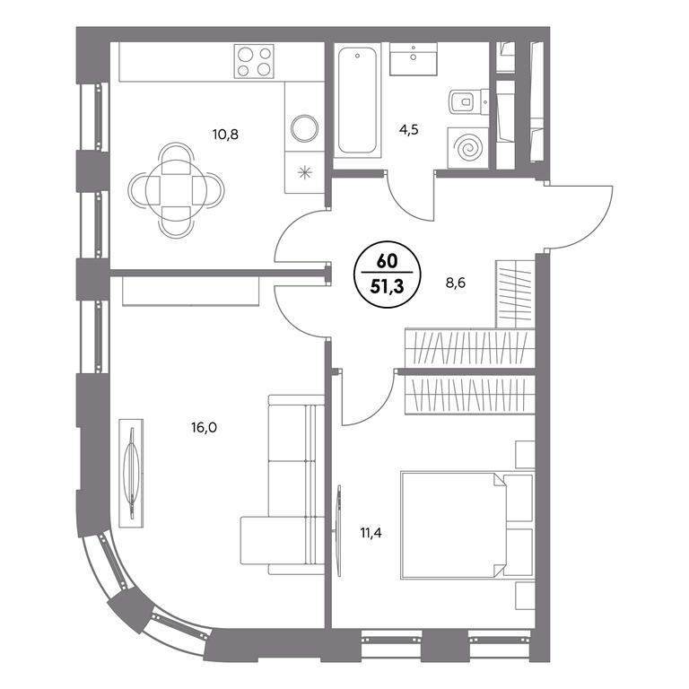 3-BD Apartment Sale, 51.3 sq. m. at Admiral, Shosseynaya Street, 4А, Moscow, Russia #2 3-BD Apartment Sale, 51.3 sq. m. at Admiral, Shosseynaya Street, 4А, Moscow, Russia #2