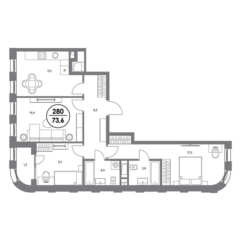 4-BD Apartment Sale, 73.6 sq. m. at Admiral, Shosseynaya Street, 4А, Moscow, Russia #1 4-BD Apartment Sale, 73.6 sq. m. at Admiral, Shosseynaya Street, 4А, Moscow, Russia #1