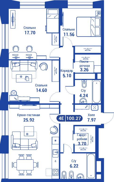 3-BD Apartment Sale, 100.27 sq. m. at iLove, улица Бочкова, 11А, Москва, Россия #1 3-BD Apartment Sale, 100.27 sq. m. at iLove, улица Бочкова, 11А, Москва, Россия #1
