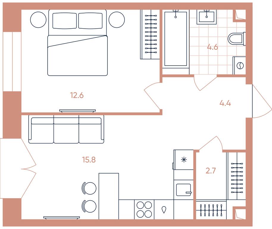 1-BD Apartment Sale, 40.1平方米 at Era, Derbenevskaya Street, Moscow, Russia #1 1-BD Apartment Sale, 40.1平方米 at Era, Derbenevskaya Street, Moscow, Russia #1