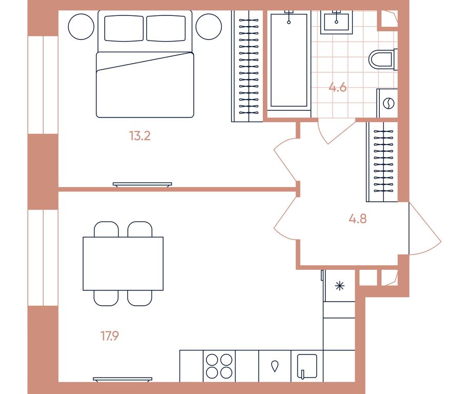 1-BD Apartment Sale, 40.5平方米 at Era, Derbenevskaya Street, Moscow, Russia #1 1-BD Apartment Sale, 40.5平方米 at Era, Derbenevskaya Street, Moscow, Russia #1