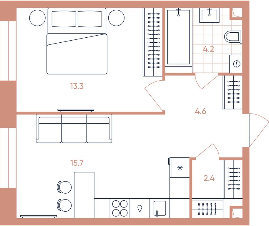 1-BD Apartment Sale, 40.2平方米 at Era, Derbenevskaya Street, Moscow, Russia #1 1-BD Apartment Sale, 40.2平方米 at Era, Derbenevskaya Street, Moscow, Russia #1