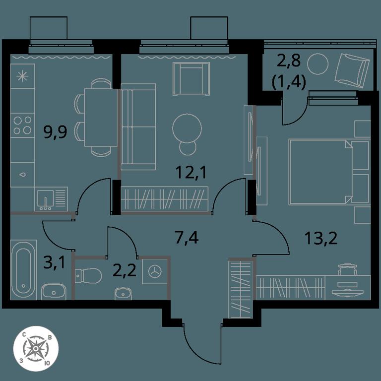 2-BD Apartment Sale, 49.3 sq. m. at Pervy Donskoj, zhiloy mikrorayon Sapronovo, derevnya Sapronovo, Leninskiy City District, Moscow Region, Russia #1 2-BD Apartment Sale, 49.3 sq. m. at Pervy Donskoj, zhiloy mikrorayon Sapronovo, derevnya Sapronovo, Leninskiy City District, Moscow Region, Russia #1