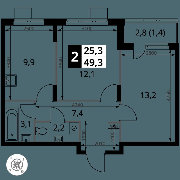 2-BD Apartment Sale, 49.3 sq. m. at Pervy Donskoj, zhiloy mikrorayon Sapronovo, derevnya Sapronovo, Leninskiy City District, Moscow Region, Russia #2 2-BD Apartment Sale, 49.3 sq. m. at Pervy Donskoj, zhiloy mikrorayon Sapronovo, derevnya Sapronovo, Leninskiy City District, Moscow Region, Russia #2