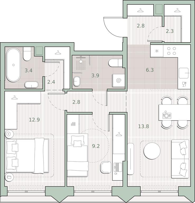 2-BD Apartment Sale, 59.8 sq. m. at Sreda na Lobachevskogo, Ochakovskoye Highway, Moscow, Russia #1 2-BD Apartment Sale, 59.8 sq. m. at Sreda na Lobachevskogo, Ochakovskoye Highway, Moscow, Russia #1