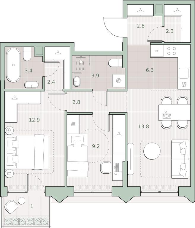 2-BD Apartment Sale, 60.8 sq. m. at Sreda na Lobachevskogo, Ochakovskoye Highway, Moscow, Russia #1 2-BD Apartment Sale, 60.8 sq. m. at Sreda na Lobachevskogo, Ochakovskoye Highway, Moscow, Russia #1