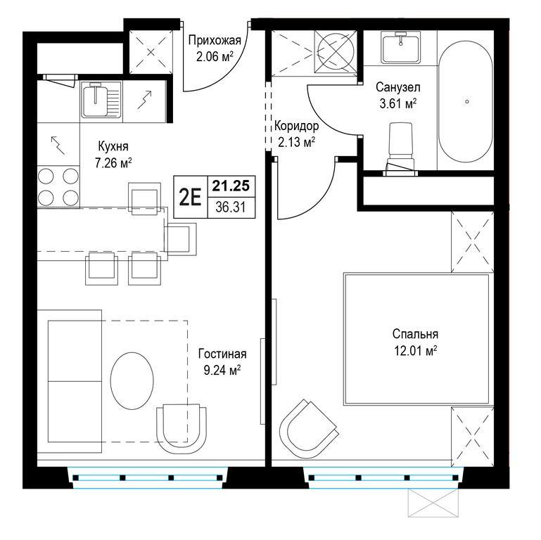 1-BD Apartment Sale, 36.3平方米 at Eko Vidnoe 2.0, kvartal Tsentralny, 1, Kupelinka Subdistrict, derevnya Sapronovo, Leninskiy City District, Moscow Region, Russia #1 1-BD Apartment Sale, 36.3平方米 at Eko Vidnoe 2.0, kvartal Tsentralny, 1, Kupelinka Subdistrict, derevnya Sapronovo, Leninskiy City District, Moscow Region, Russia #1