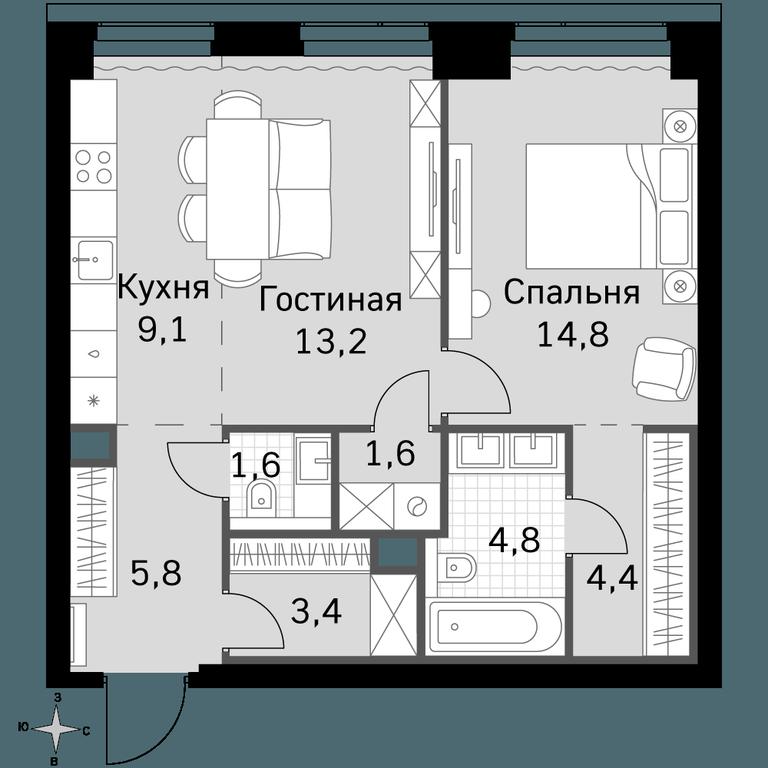 2-BD Apartment Sale, 58.7 sq. m. at Amber City, 3rd Khoroshyovsky Drive, 3А, Moscow, Russia #1 2-BD Apartment Sale, 58.7 sq. m. at Amber City, 3rd Khoroshyovsky Drive, 3А, Moscow, Russia #1