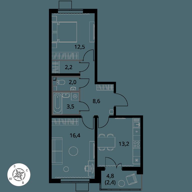 2-BD Apartment Sale, 60.8 sq. m. at Pervy Yuzhny, zhiloy kompleks Pervy Yuzhny, Leninskiy City District, Moscow Region, Russia #1 2-BD Apartment Sale, 60.8 sq. m. at Pervy Yuzhny, zhiloy kompleks Pervy Yuzhny, Leninskiy City District, Moscow Region, Russia #1