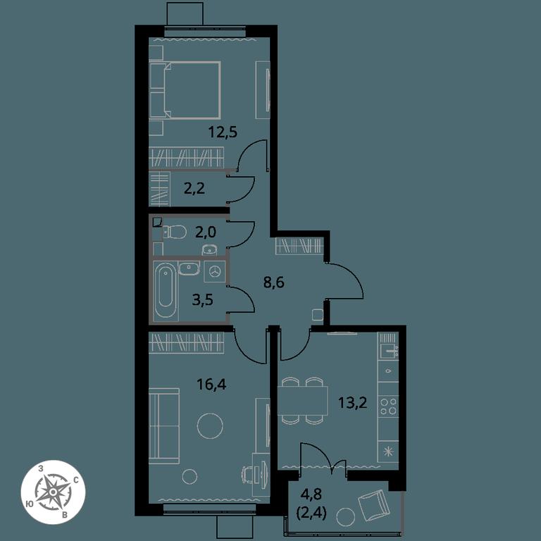 2-BD Apartment Sale, 60.8 sq. m. at Pervy Yuzhny, zhiloy kompleks Pervy Yuzhny, Leninskiy City District, Moscow Region, Russia #1 2-BD Apartment Sale, 60.8 sq. m. at Pervy Yuzhny, zhiloy kompleks Pervy Yuzhny, Leninskiy City District, Moscow Region, Russia #1