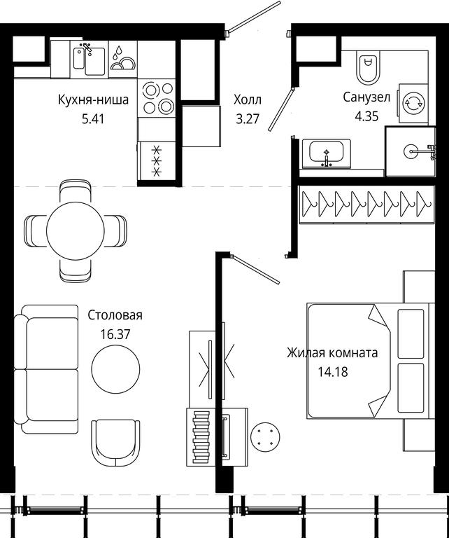 1-BD Apartment Sale, 43.93 sq. m. at Mod, 4th Maryinoy Roschi Street, 12с9, Moscow, Russia #1 1-BD Apartment Sale, 43.93 sq. m. at Mod, 4th Maryinoy Roschi Street, 12с9, Moscow, Russia #1