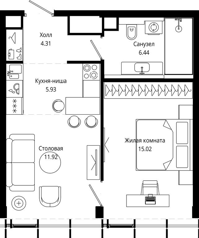 1-BD Apartment Sale, 43.85 sq. m. at Mod, 4th Maryinoy Roschi Street, 12с9, Moscow, Russia #1 1-BD Apartment Sale, 43.85 sq. m. at Mod, 4th Maryinoy Roschi Street, 12с9, Moscow, Russia #1