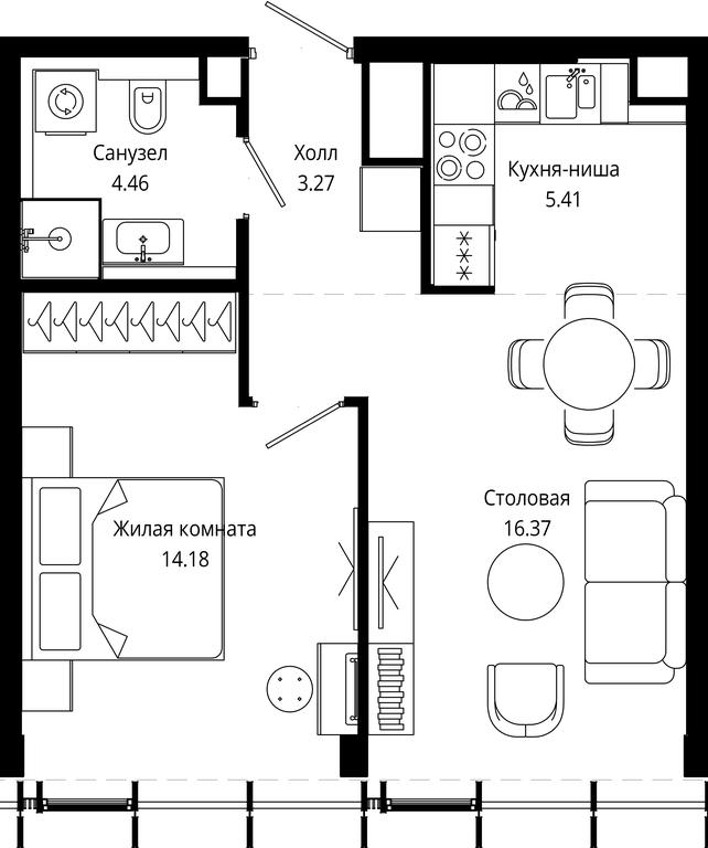 1-BD Apartment Sale, 44.05 sq. m. at Mod, 4th Maryinoy Roschi Street, 12с9, Moscow, Russia #1 1-BD Apartment Sale, 44.05 sq. m. at Mod, 4th Maryinoy Roschi Street, 12с9, Moscow, Russia #1