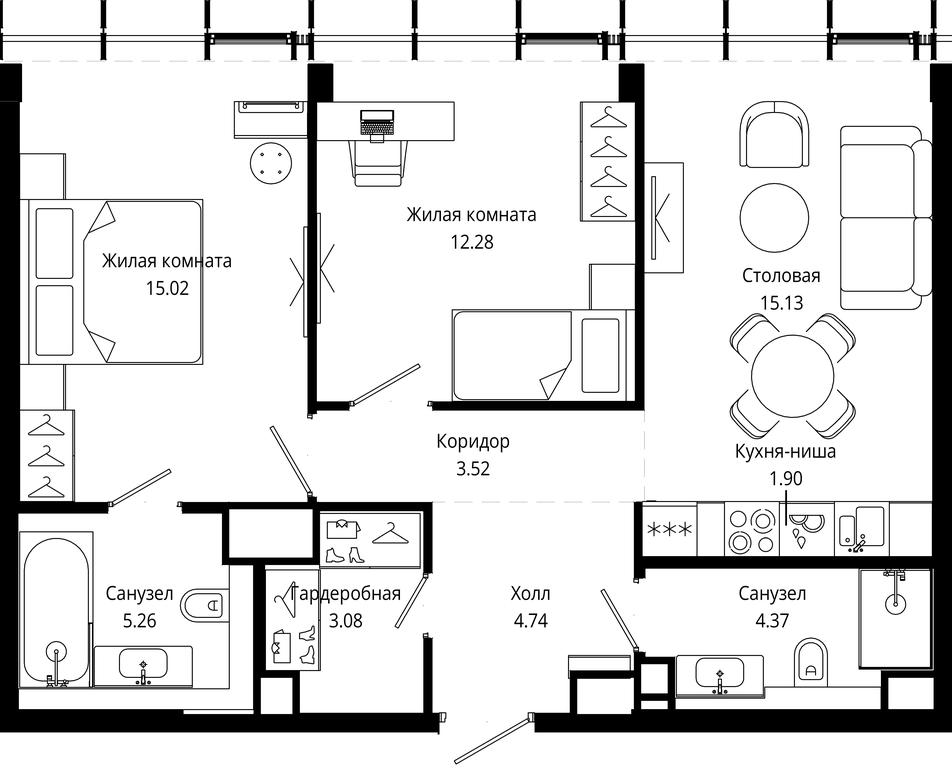 2-BD Apartment Sale, 66.43平方米 at Mod, 4th Maryinoy Roschi Street, 12с9, Moscow, Russia #1 2-BD Apartment Sale, 66.43平方米 at Mod, 4th Maryinoy Roschi Street, 12с9, Moscow, Russia #1