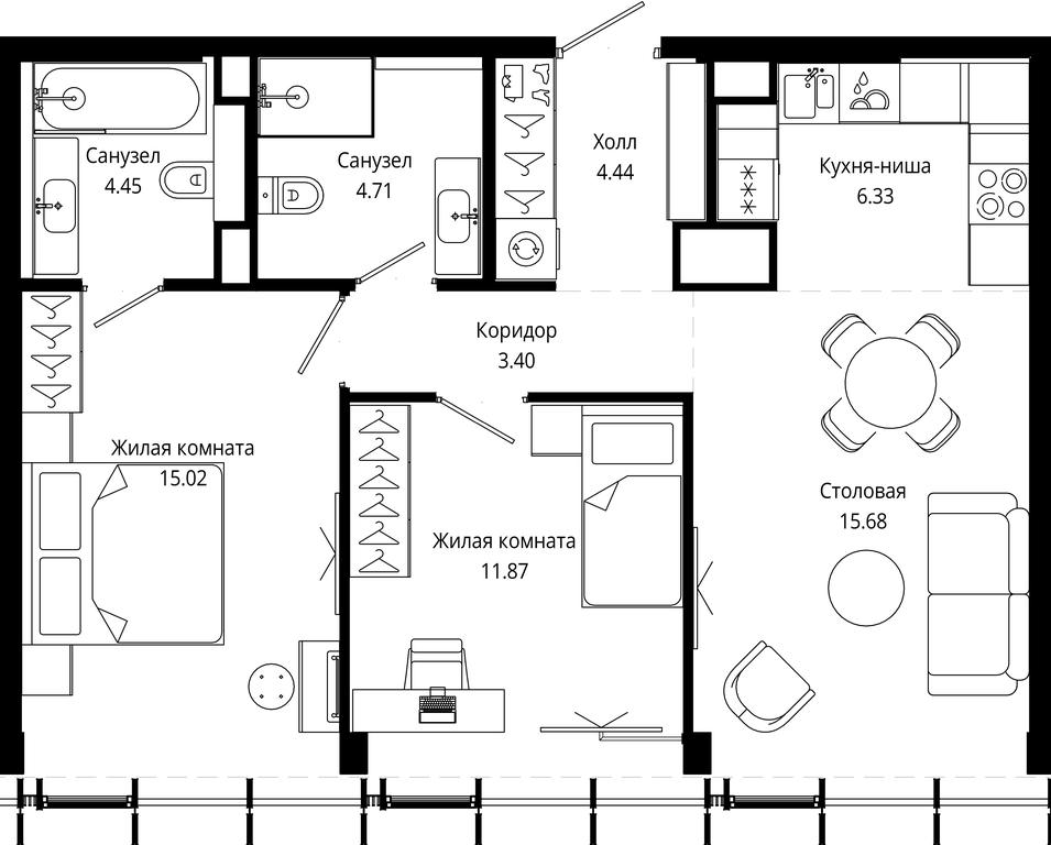 2-BD Apartment Sale, 66.76平方米 at Mod, 4th Maryinoy Roschi Street, 12с9, Moscow, Russia #1 2-BD Apartment Sale, 66.76平方米 at Mod, 4th Maryinoy Roschi Street, 12с9, Moscow, Russia #1