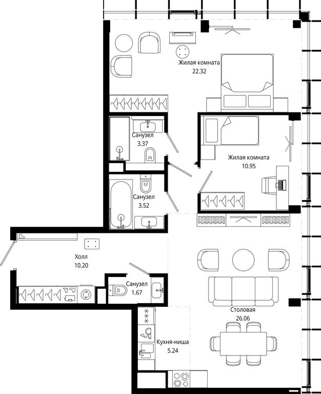 2-BD Apartment Sale, 84.19平方米 at Mod, 4th Maryinoy Roschi Street, 12с9, Moscow, Russia #1