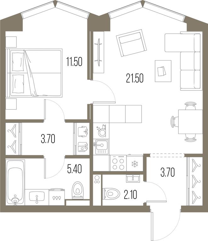 1-BD Apartment Sale, 47.9平方米 at Severny Port, Leningradskoye Highway, Moscow, Russia #1