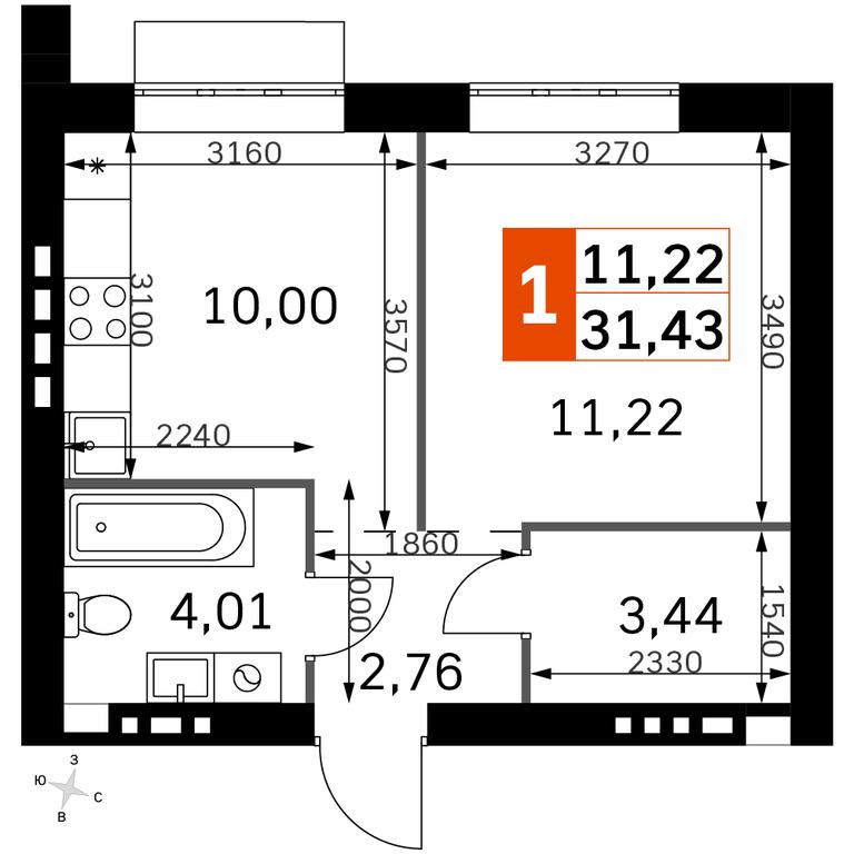 1-BD Apartment Sale, 31.43 sq. m. at Zhavoronki Club, zhiloy kompleks Akkord Smart-kvartal, Mitkino Village, Odintsovskiy City District, Moscow Region, Russia #2 1-BD Apartment Sale, 31.43 sq. m. at Zhavoronki Club, zhiloy kompleks Akkord Smart-kvartal, Mitkino Village, Odintsovskiy City District, Moscow Region, Russia #2