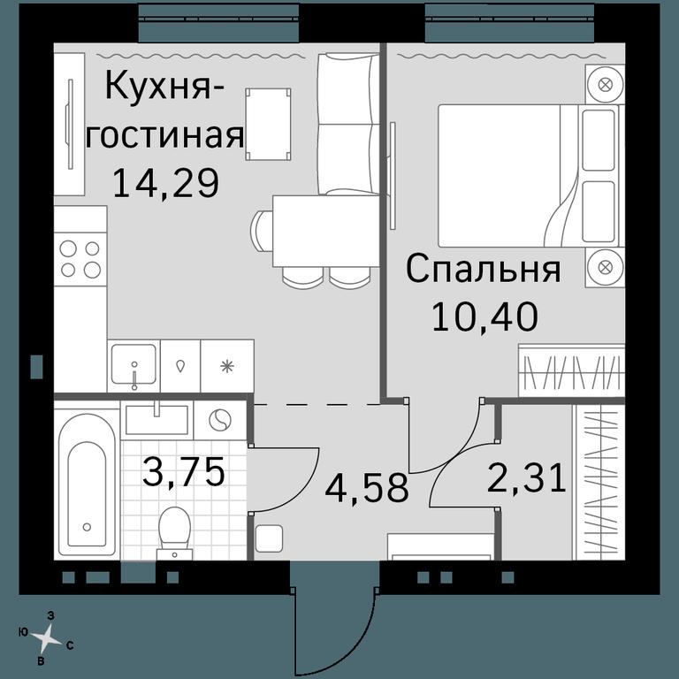 1-BD Apartment Sale, 35.33平方米 at Zhavoronki Club, zhiloy kompleks Akkord Smart-kvartal, Mitkino Village, Odintsovskiy City District, Moscow Region, Russia #1 1-BD Apartment Sale, 35.33平方米 at Zhavoronki Club, zhiloy kompleks Akkord Smart-kvartal, Mitkino Village, Odintsovskiy City District, Moscow Region, Russia #1