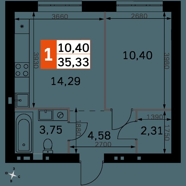 1-BD Apartment Sale, 35.33平方米 at Zhavoronki Club, zhiloy kompleks Akkord Smart-kvartal, Mitkino Village, Odintsovskiy City District, Moscow Region, Russia #2 1-BD Apartment Sale, 35.33平方米 at Zhavoronki Club, zhiloy kompleks Akkord Smart-kvartal, Mitkino Village, Odintsovskiy City District, Moscow Region, Russia #2