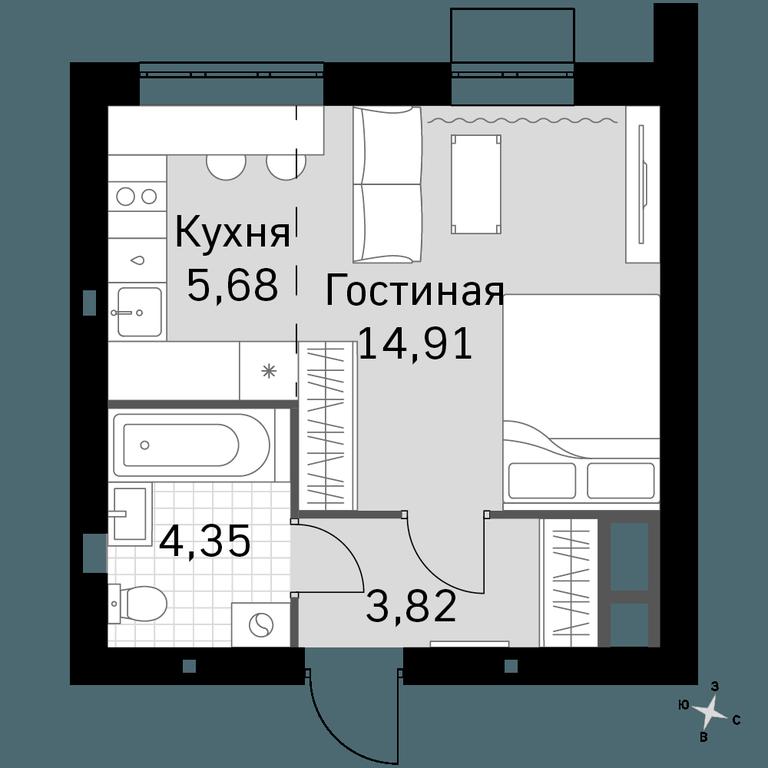 Apartment Sale, 28.76平方米 at Zhavoronki Club, zhiloy kompleks Akkord Smart-kvartal, Mitkino Village, Odintsovskiy City District, Moscow Region, Russia #1 Apartment Sale, 28.76平方米 at Zhavoronki Club, zhiloy kompleks Akkord Smart-kvartal, Mitkino Village, Odintsovskiy City District, Moscow Region, Russia #1