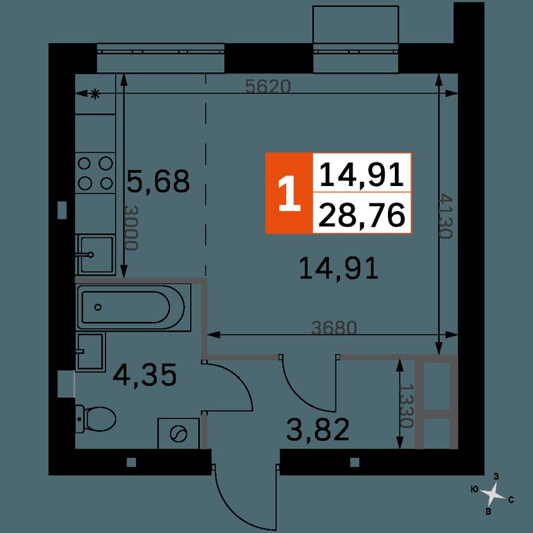 Apartment Sale, 28.76平方米 at Zhavoronki Club, zhiloy kompleks Akkord Smart-kvartal, Mitkino Village, Odintsovskiy City District, Moscow Region, Russia #2 Apartment Sale, 28.76平方米 at Zhavoronki Club, zhiloy kompleks Akkord Smart-kvartal, Mitkino Village, Odintsovskiy City District, Moscow Region, Russia #2