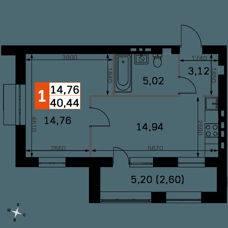 1-BD Apartment Sale, 40.44 sq. m. at Zhavoronki Club, zhiloy kompleks Akkord Smart-kvartal, Mitkino Village, Odintsovskiy City District, Moscow Region, Russia #2 1-BD Apartment Sale, 40.44 sq. m. at Zhavoronki Club, zhiloy kompleks Akkord Smart-kvartal, Mitkino Village, Odintsovskiy City District, Moscow Region, Russia #2