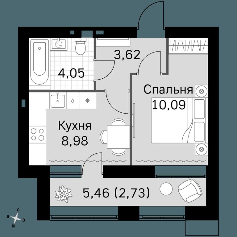 1-BD Apartment Sale, 29.47 sq. m. at Zhavoronki Club, zhiloy kompleks Akkord Smart-kvartal, Mitkino Village, Odintsovskiy City District, Moscow Region, Russia #1