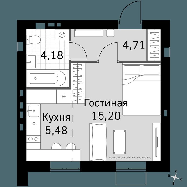 Apartment Sale, 29.57平方米 at Zhavoronki Club, zhiloy kompleks Akkord Smart-kvartal, Mitkino Village, Odintsovskiy City District, Moscow Region, Russia #1 Apartment Sale, 29.57平方米 at Zhavoronki Club, zhiloy kompleks Akkord Smart-kvartal, Mitkino Village, Odintsovskiy City District, Moscow Region, Russia #1
