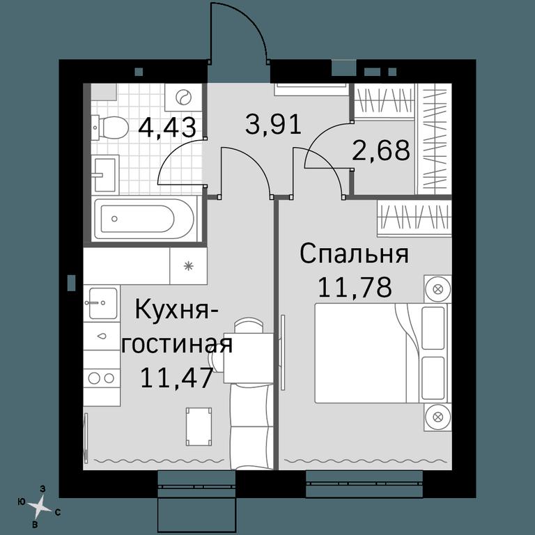 1-BD Apartment Sale, 34.27平方米 at Zhavoronki Club, zhiloy kompleks Akkord Smart-kvartal, Mitkino Village, Odintsovskiy City District, Moscow Region, Russia #1 1-BD Apartment Sale, 34.27平方米 at Zhavoronki Club, zhiloy kompleks Akkord Smart-kvartal, Mitkino Village, Odintsovskiy City District, Moscow Region, Russia #1