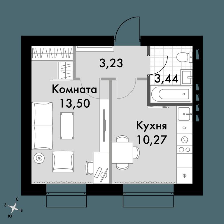 1-BD Apartment Sale, 48.4平方米 at Park Aprel, ulitsa Park Aprel, 1, Aprelevka, Naro-Fominskiy City District, Moscow Region, Russia #1