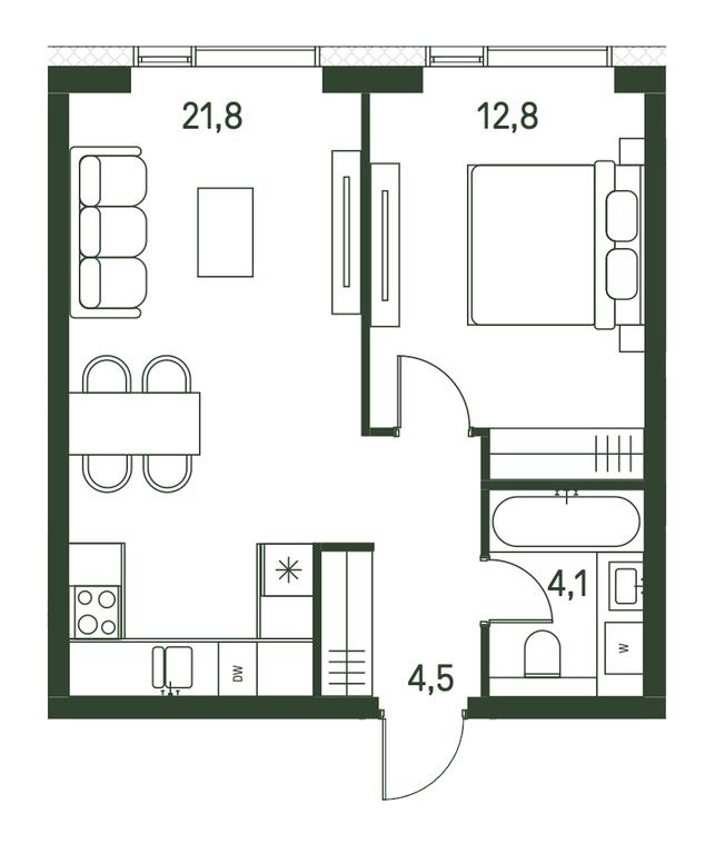 1-BD Apartment Sale, 43.2 sq. m. at Moments, Volokolamskoye Highway, 28, Moscow, Russia #1