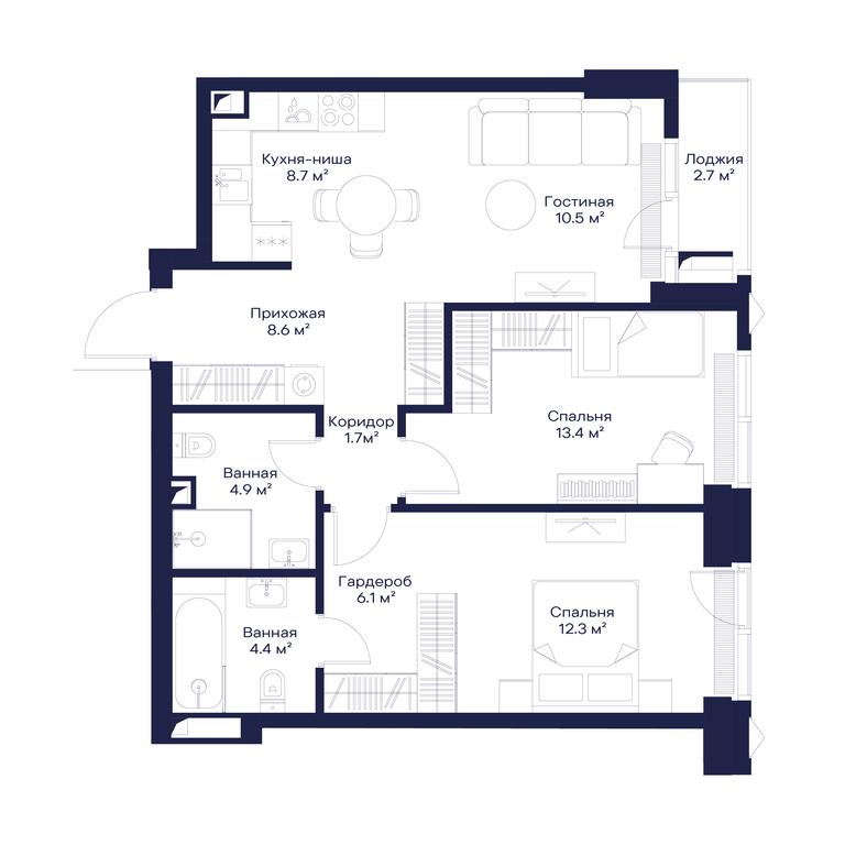 2-BD Apartment Sale, 70.36 sq. m. at Jois, 3rd Silikatny Drive, 10, Moscow, Russia #1 2-BD Apartment Sale, 70.36 sq. m. at Jois, 3rd Silikatny Drive, 10, Moscow, Russia #1