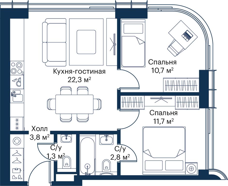 2-BD Apartment Sale, 52.53 sq. m. at City Bay, Volokolamskoye Highway, 95с3, Moscow, Russia #1 2-BD Apartment Sale, 52.53 sq. m. at City Bay, Volokolamskoye Highway, 95с3, Moscow, Russia #1