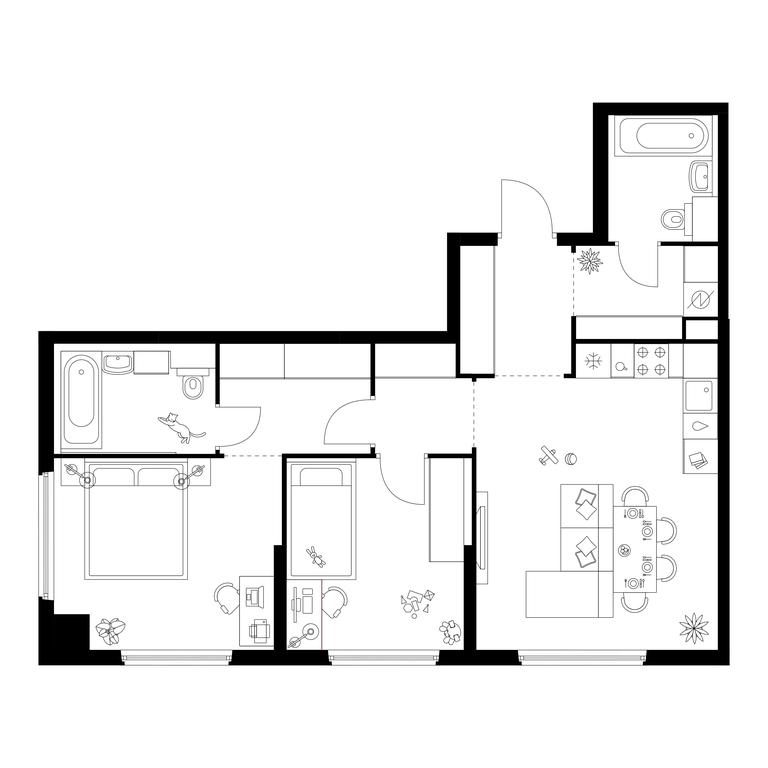 2-BD Apartment Sale, 70.2 sq. m. at Kronshtadtskiy 9, Kronshtadtsky Boulevard, 9с21, Moscow, Russia #1