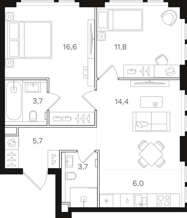 2-BD Apartment Sale, 61.9 sq. m. at Mangazeja v Bogorodskom, Ivanteyevskaya Street, 25к1, Moscow, Russia #1 2-BD Apartment Sale, 61.9 sq. m. at Mangazeja v Bogorodskom, Ivanteyevskaya Street, 25к1, Moscow, Russia #1