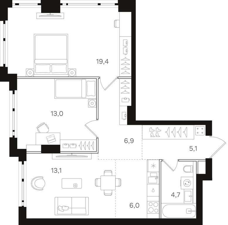 2-BD Apartment Sale, 68.2 sq. m. at Mangazeja v Bogorodskom, Ivanteyevskaya Street, 25к1, Moscow, Russia #1 2-BD Apartment Sale, 68.2 sq. m. at Mangazeja v Bogorodskom, Ivanteyevskaya Street, 25к1, Moscow, Russia #1