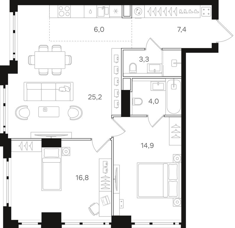 2-BD Apartment Sale, 77.6 sq. m. at Mangazeja v Bogorodskom, Ivanteyevskaya Street, 25к1, Moscow, Russia #1