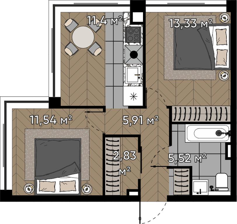 3-BD Apartment Sale, 50.53 sq. m. at Kvartal Serebryany Bor, Berzarina Street, Moscow, Russia #1 3-BD Apartment Sale, 50.53 sq. m. at Kvartal Serebryany Bor, Berzarina Street, Moscow, Russia #1