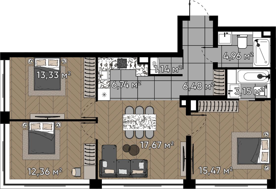 Продажа 4-комн. квартиры, 81,3 м² в ЖК «Квартал Серебряный Бор», улица Берзарина, Москва, Россия #1