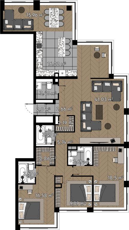 5-BD Apartment Sale, 147.74 sq. m. at Kvartal Serebryany Bor, Berzarina Street, Moscow, Russia #1