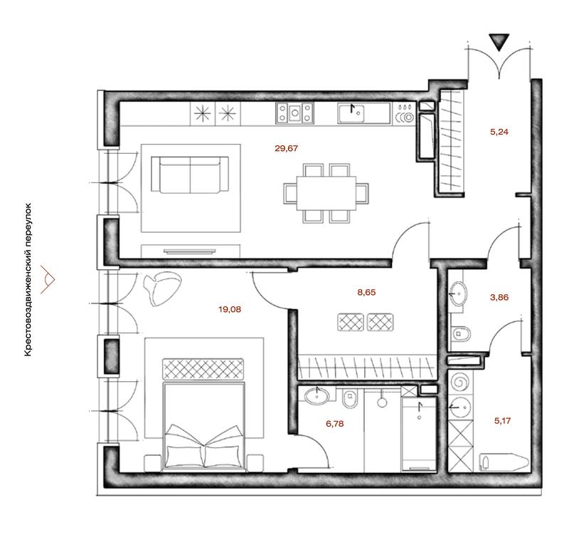 1-BD Apartment Sale, 78.34平方米 at LUCE, Krestovozdvizhensky Lane, 4, Moscow, Russia #1 1-BD Apartment Sale, 78.34平方米 at LUCE, Krestovozdvizhensky Lane, 4, Moscow, Russia #1