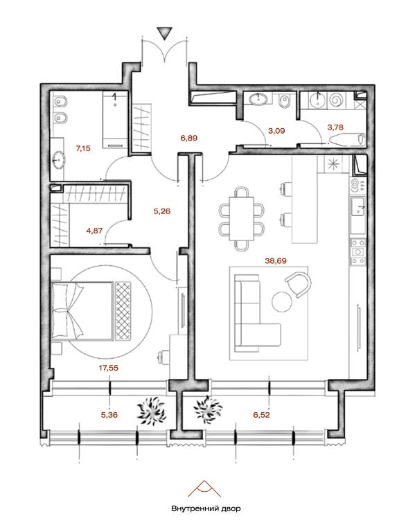 1-BD Apartment Sale, 96.59 sq. m. at LUCE, Krestovozdvizhensky Lane, 4, Moscow, Russia #1