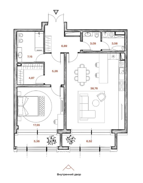1-BD Apartment Sale, 96.59 sq. m. at LUCE, Krestovozdvizhensky Lane, 4, Moscow, Russia #1