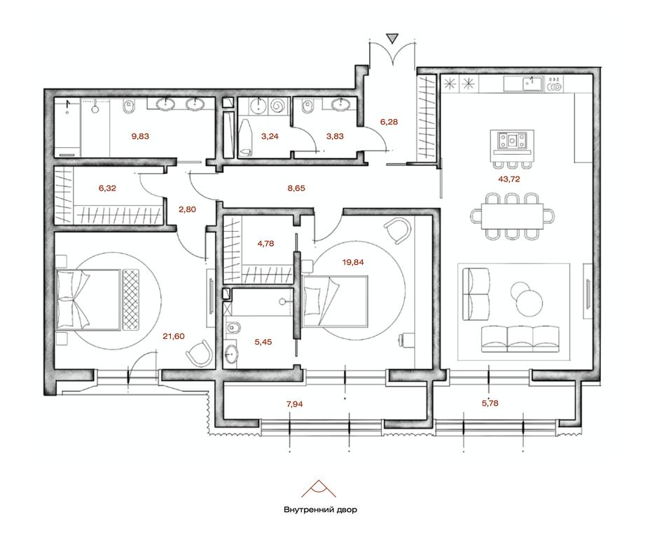 2-BD Apartment Sale, 148.25 sq. m. at LUCE, Krestovozdvizhensky Lane, 4, Moscow, Russia #1 2-BD Apartment Sale, 148.25 sq. m. at LUCE, Krestovozdvizhensky Lane, 4, Moscow, Russia #1