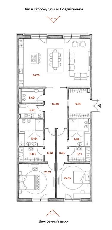 2-BD Apartment Sale, 170.86平方米 at LUCE, Krestovozdvizhensky Lane, 4, Moscow, Russia #1