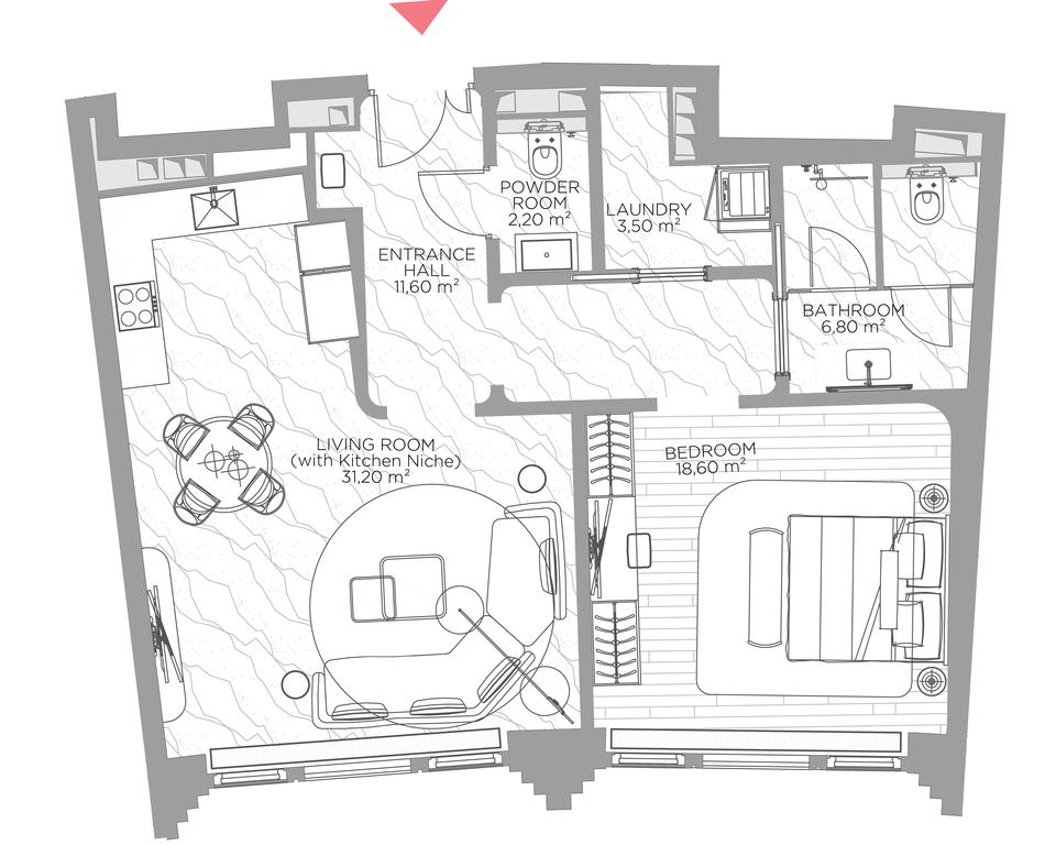 1-BD Apartment Sale, 74.4平方米 at Nicole, Nikolskaya Street, 8/1с1, Moscow, Russia #1