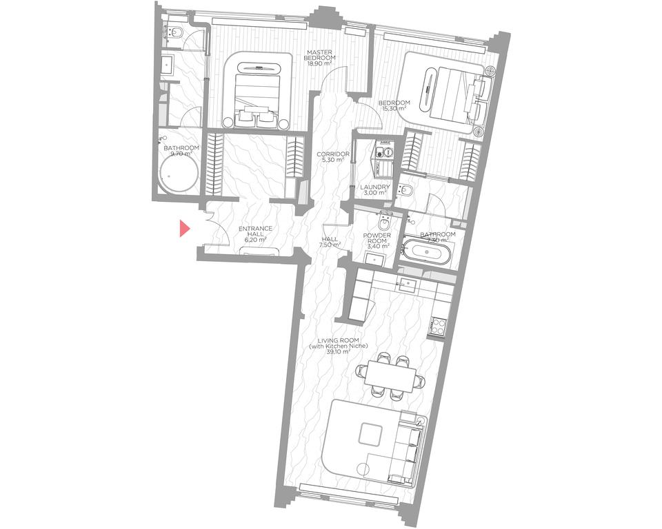 2-BD Apartment Sale, 128.3平方米 at Nicole, Nikolskaya Street, 8/1с1, Moscow, Russia #1