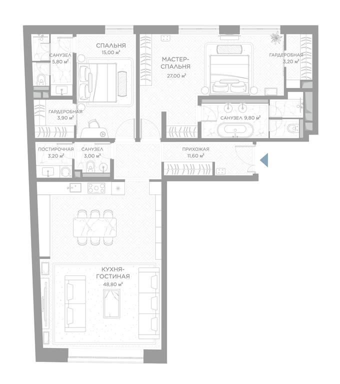 2-BD Apartment Sale, 134 sq. m. at Nicole, Nikolskaya Street, 8/1с1, Moscow, Russia #1